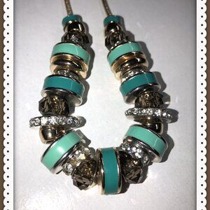 Fashion Jewelry St. Thomas Snake  Necklace 18 IN Turquoise/Gold Tone/Crystal/Zc